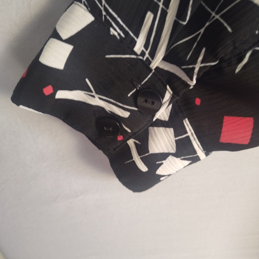 White Stag Womens 1X 16W Black Geometric Abstract Print Layered Blouse Tank Top - Picture 5 of 10